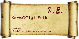 Kornélyi Erik névjegykártya